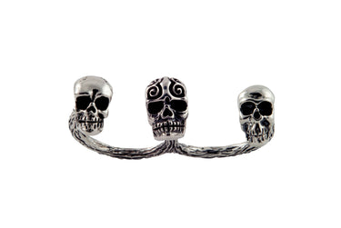 Anillo Tres Calaveras Guerrero Plata